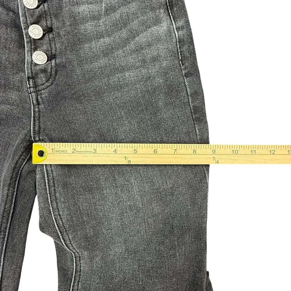 PacSun Jeans Women's Size 24 (25x27)‎ Black Button Fly Ultra High Rise Slim Worn